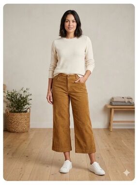 Toad&Co Wide-Leg Cropped Corduroy Jeans in Caramel, 8
